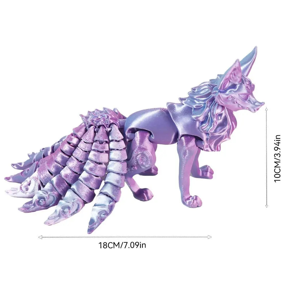 PLA 3D Printed Fox Model Multi-jointed Movable Fine-tailed Fox Doll Multicolor Articulated Animal Figurine Desktop Decoration