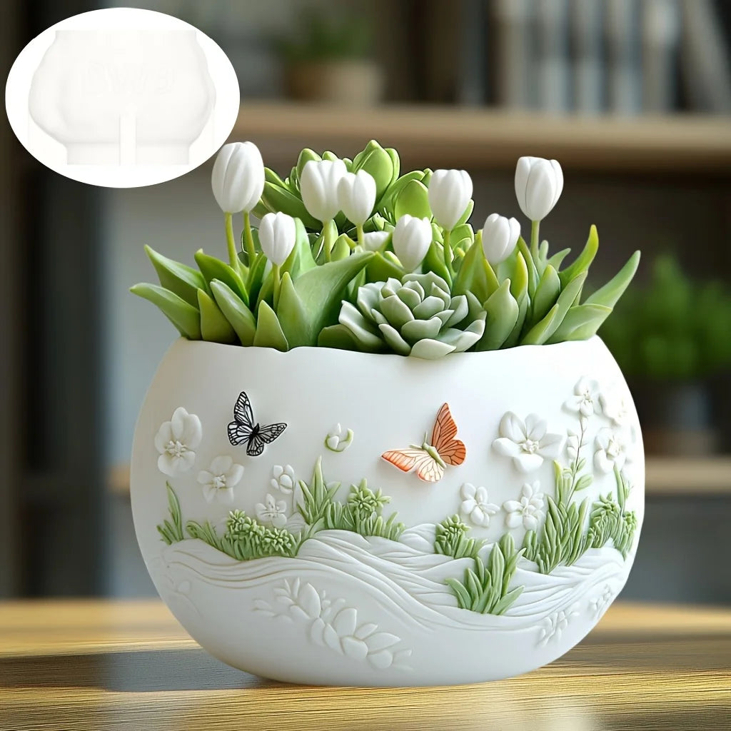 Sea Bay Canyon Relief Succulent Plant Flower Pot Resin Silicone Mold Mountain Range Sea Sunrise Relief Storage Box Gypsum Molds
