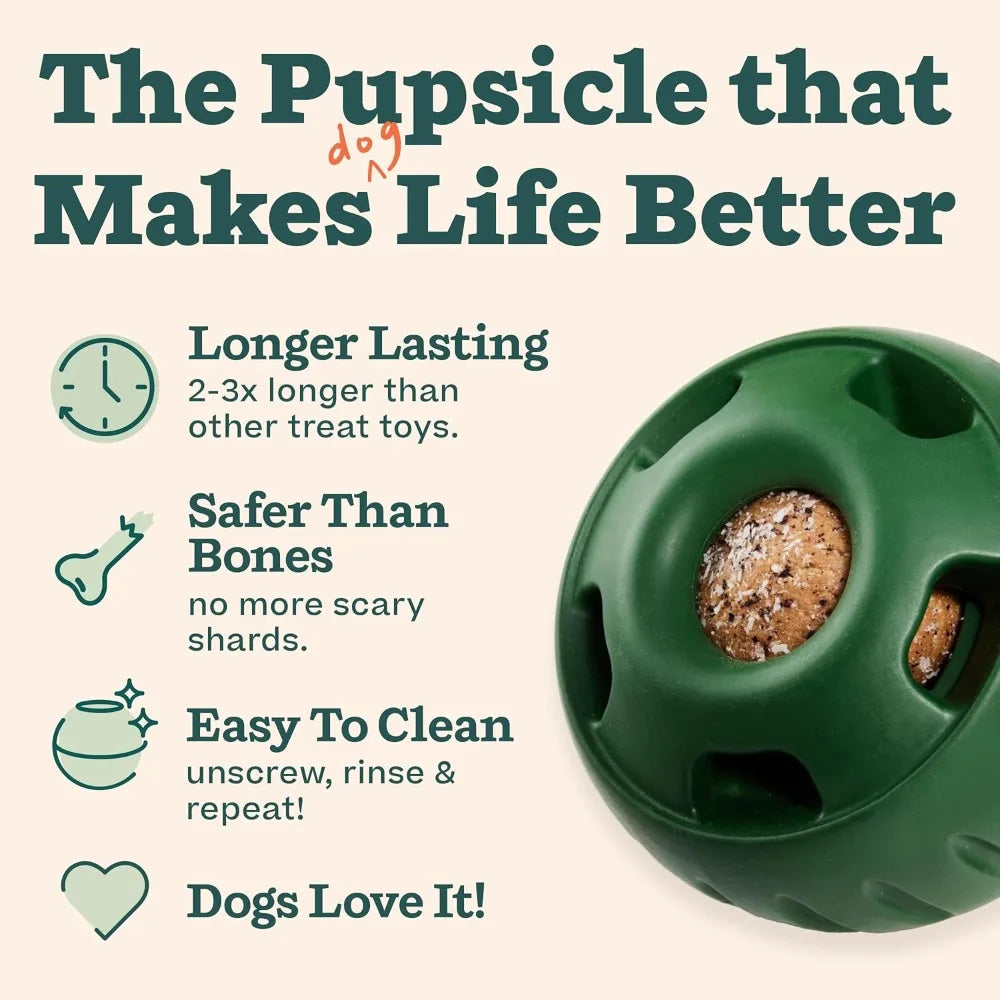 Pupsicle & Treat Tray Long-Lasting Interactive Dog Ball Toy Silicone Dog Treat Mold Keep Your Pup Busy BPA Free Easy Clean Toys