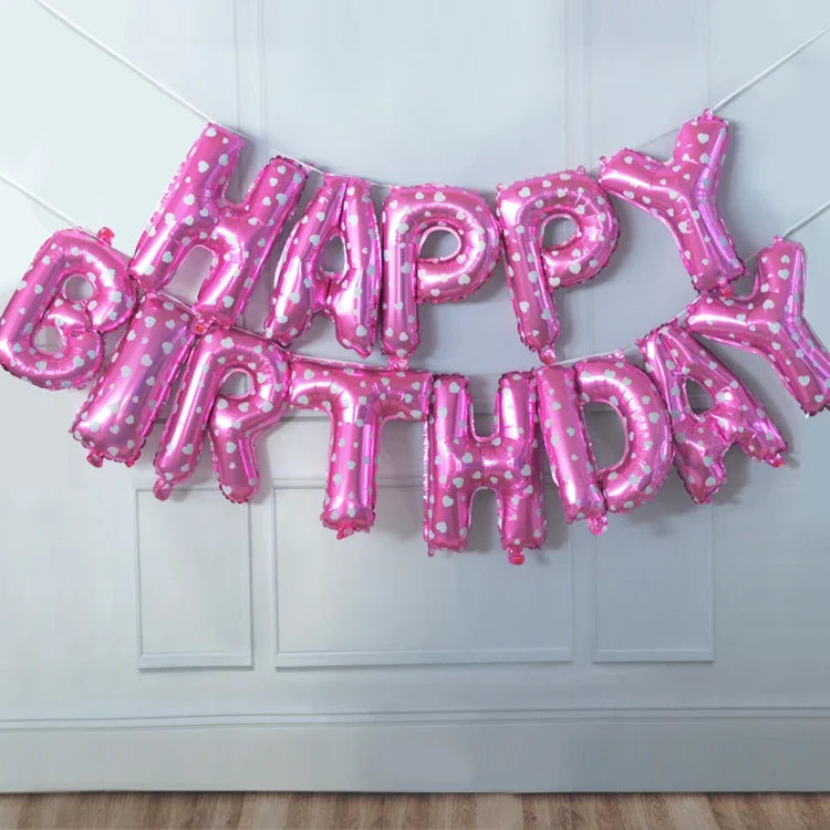 ATG 13pcs Rose Gold Birthday Balloon  Foil Letter Balloons Set Happy Birthday Decoration Caramel Color Globos Kids Party Supplie