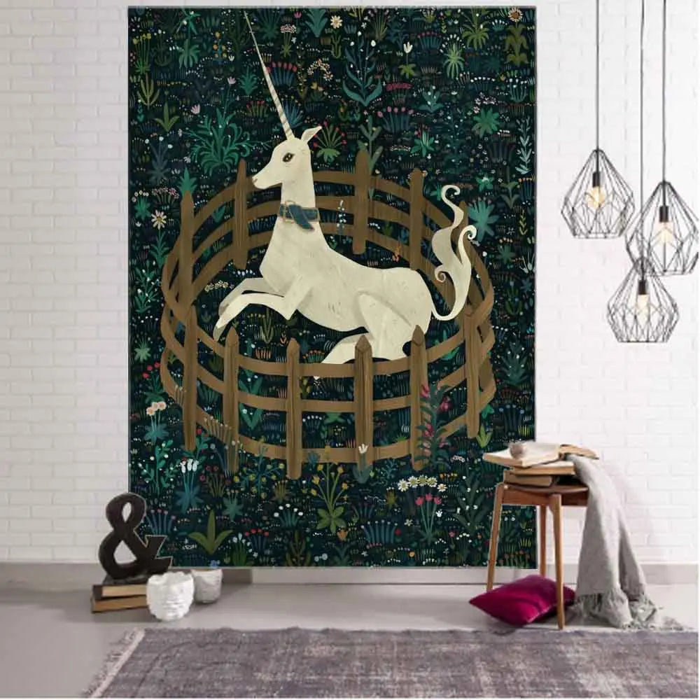 Psychedelic Animals Tapestry Wall Hanging Retro Tropical Plants Background Cloth Boho Hippie Kawaii Home Decor Yoga Mat Sheets