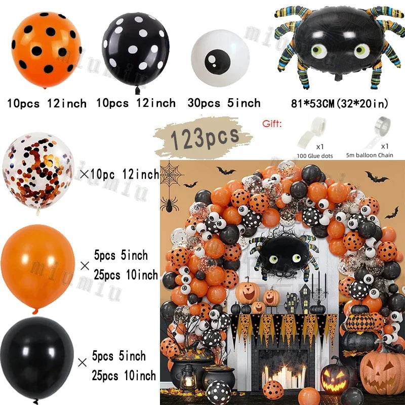 Black and Orange Halloween Balloon Garland Arch Kit