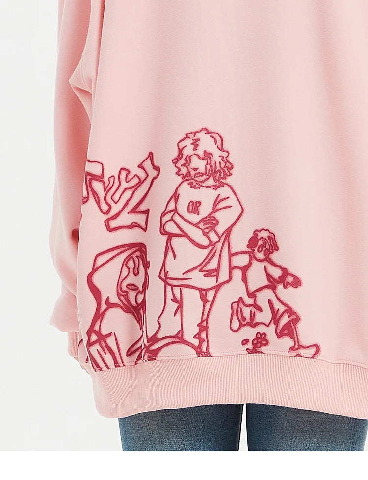 2025 Men Streetwear Pink Hoodie Sweatshirt Funny Cartoon Graphic Hoodie Autumn Harajuku Anime Hooded Pullover Hip Hop Hipster