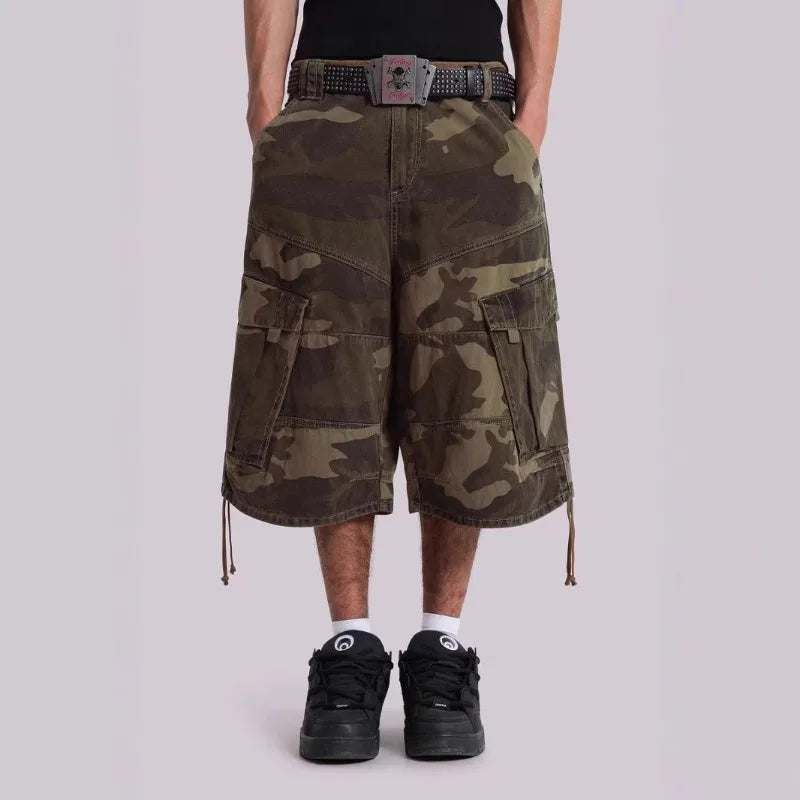 Deeptown Y2K Camouflage Cargo Jorts Women Man Baggy Hip Hop Style