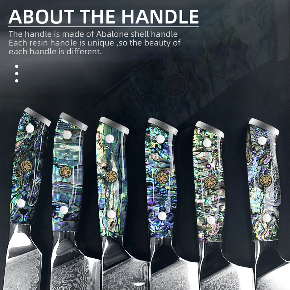 Damascus Knife Chef Knife Japanes VG10 67 Layer Steel Cleaver Paring Bread Knife Lasting Sharp Abalone Shell Handle Kitchen Gift