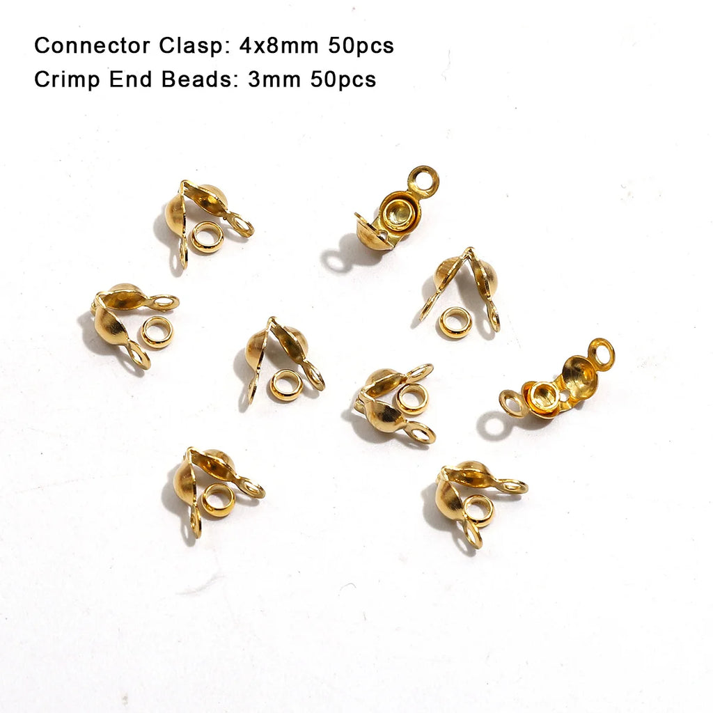 Lot Stainless Steel Gold Plated Connector Clasp Crimp End