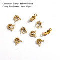 Lot Stainless Steel Gold Plated Connector Clasp Crimp End