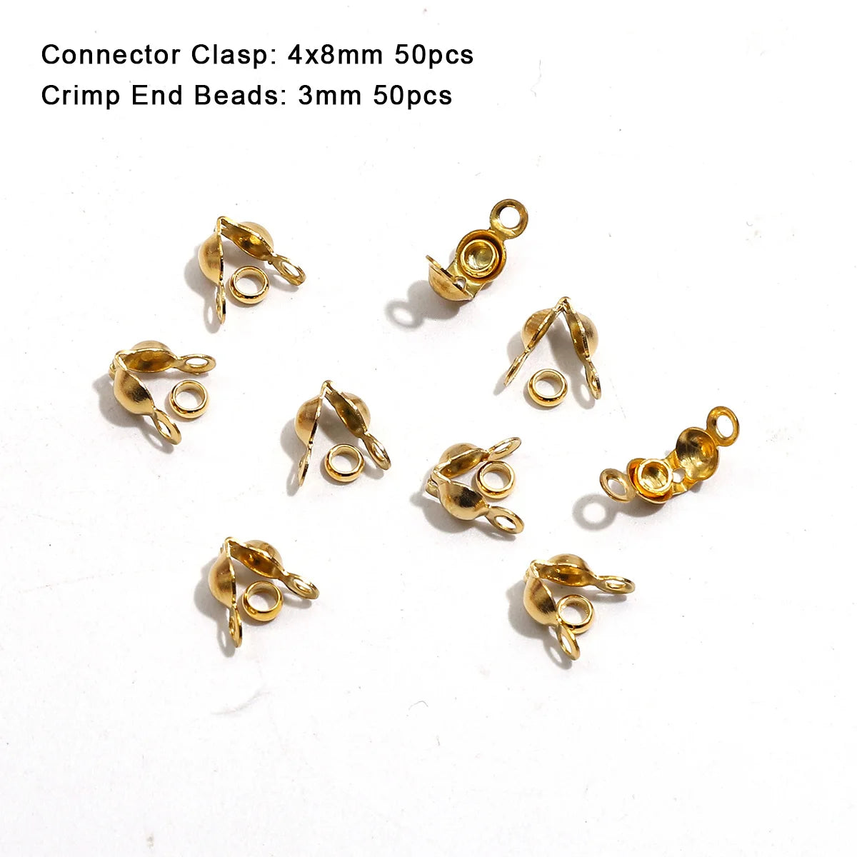 Lot Stainless Steel Gold Plated Connector Clasp Crimp End