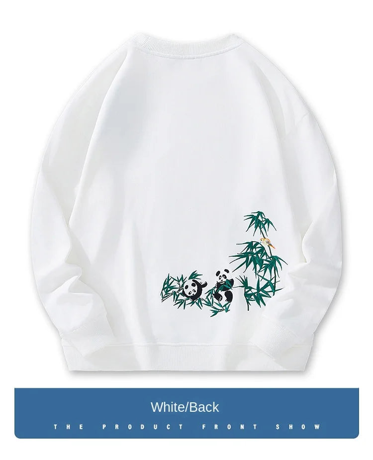 Fashion Crewneck Sweatshirt Men Bear Embroidery Hoodies Women Casual Chinese Panda Bamboo Fleece Designer Harajuku Pullover 2024