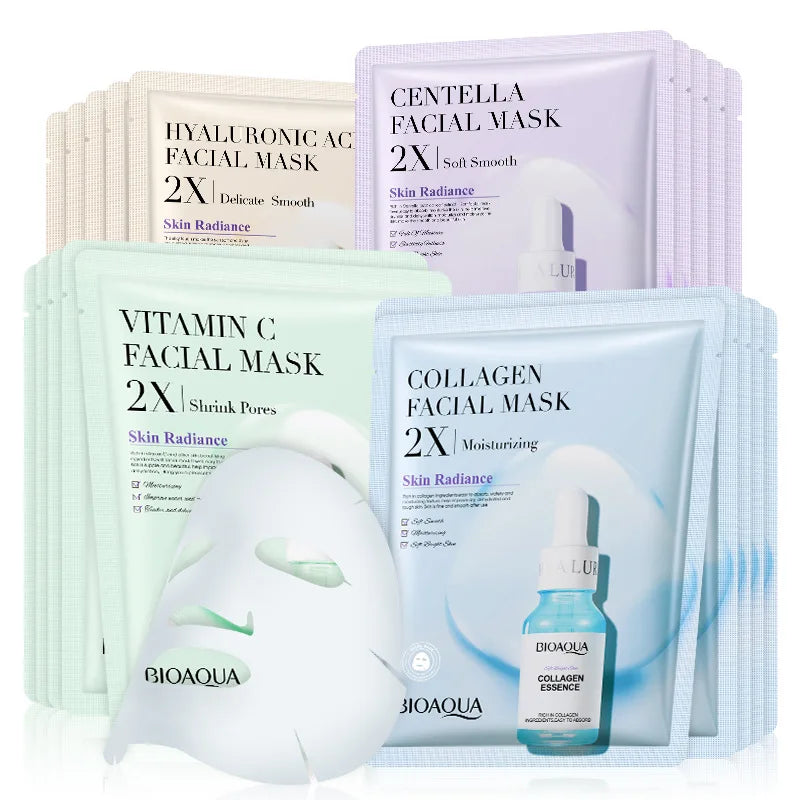20Pcs Face Mask Sets Fresh Fruit Face Care Sheet Masks Hydrating Anti-aging Oil Control Acne Treatment Facial Mask Skin Care Set