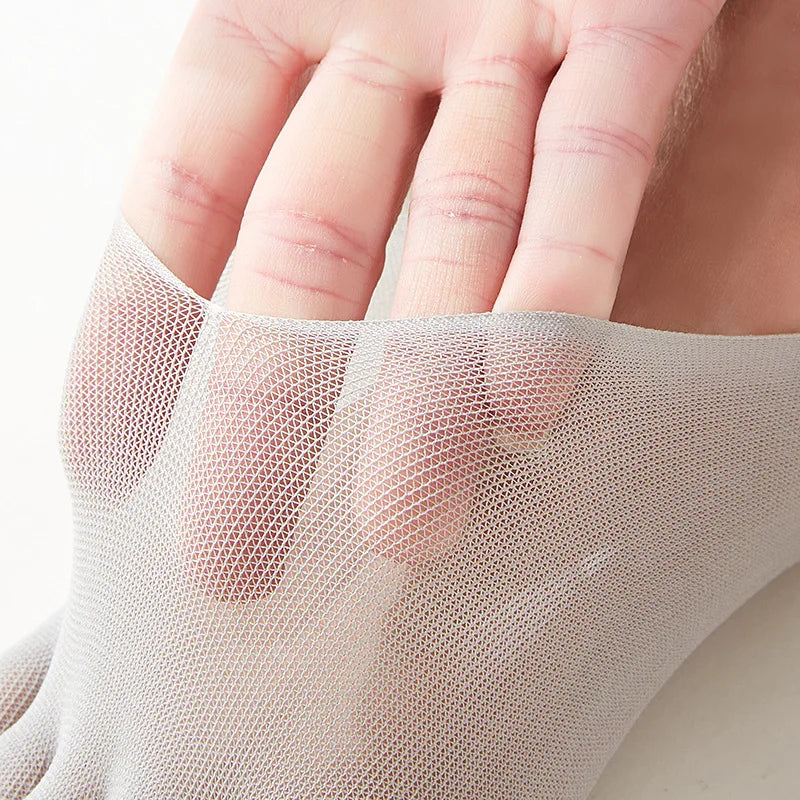 3 Pairs Men Invisible Toe Socks Thin Velvet Breathable Elastic Silicone Non-slip Five Finger Sock Comfortable Casual Slipper Sox