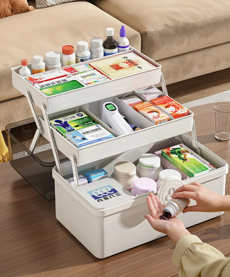 3 Layers Large Capacity Family Medicine Organizer Storage Box