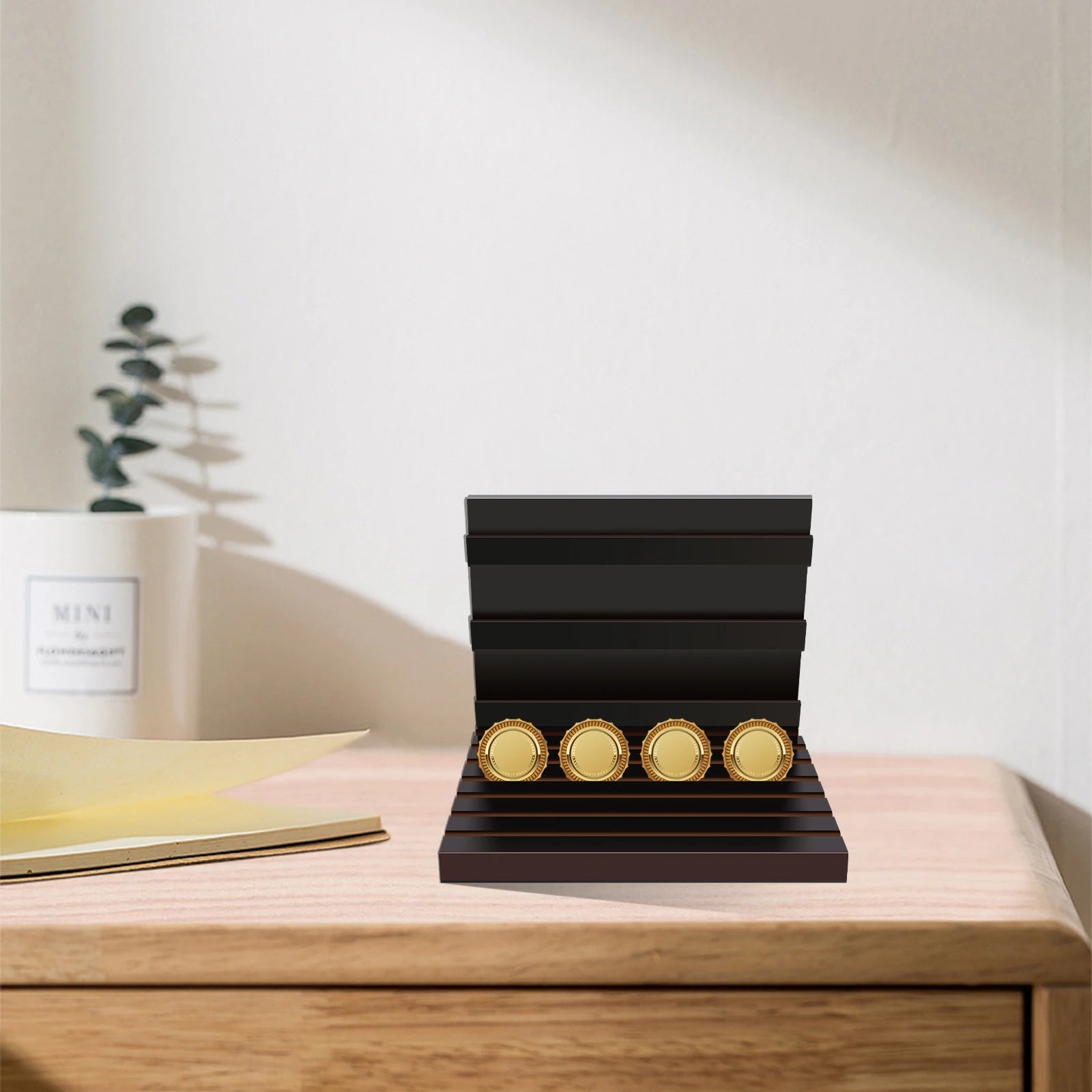 Coin Display Stand Wooden Commemorative Coin Display Rack Versatile Coin Shelf Coin Holder Desk Organizer For Collectors