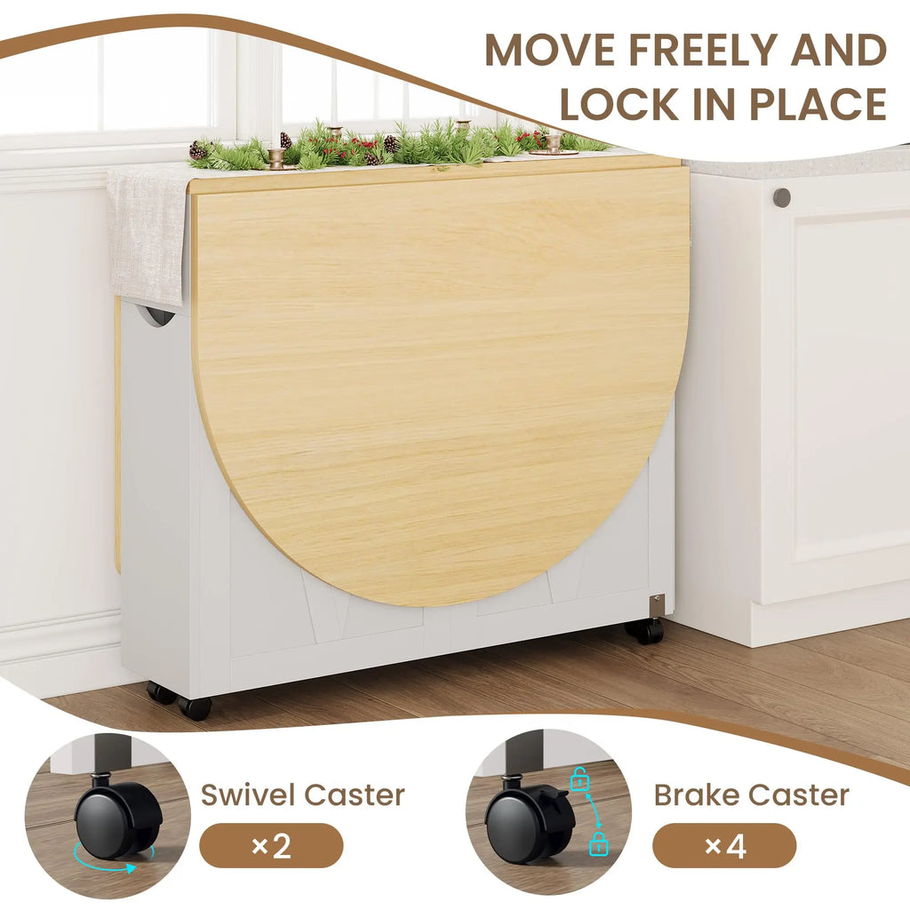 3-in-1 Folding Kitchen Table With Wine Rack