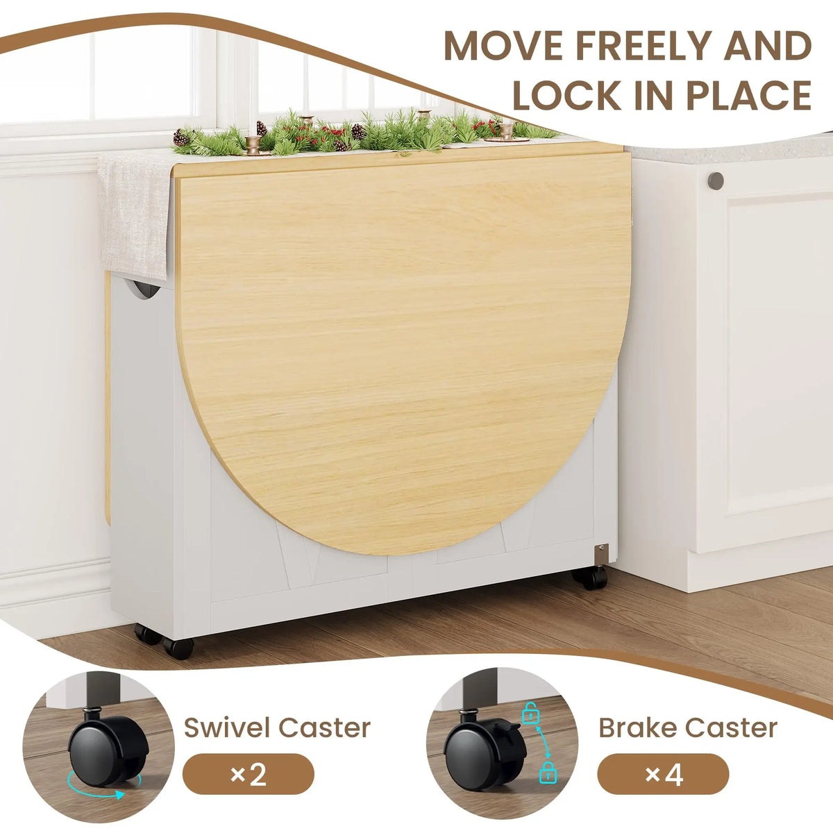 3-in-1 Folding Kitchen Table With Wine Rack