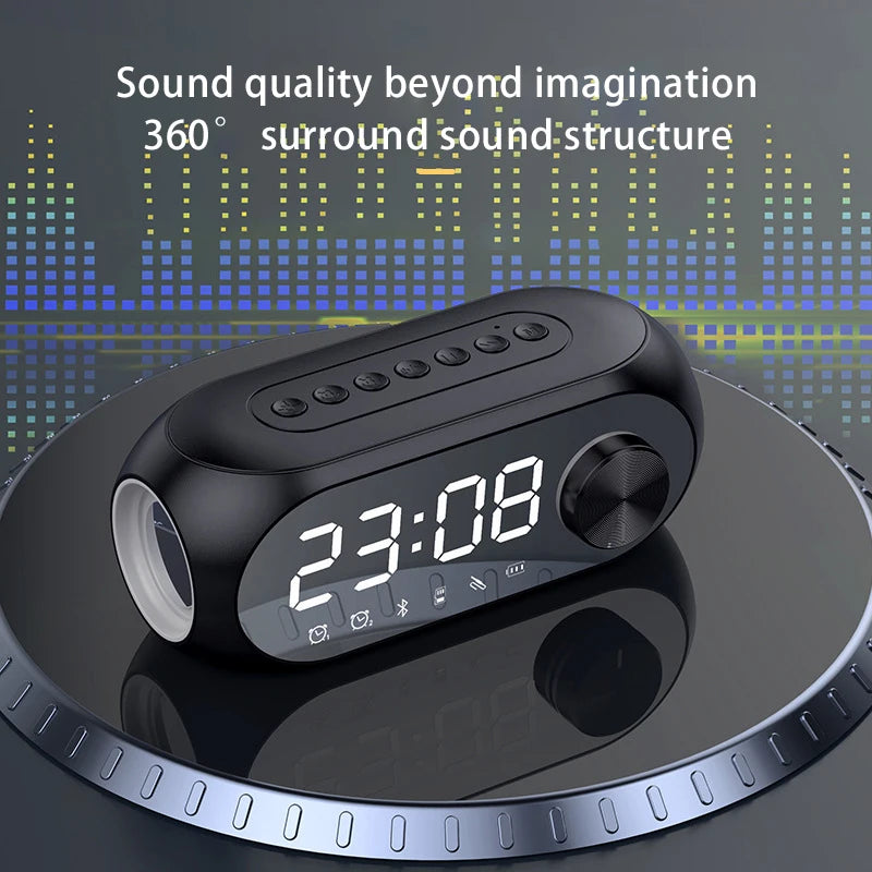 RGB Wireless Bluetooth Speaker Subwoofer Alarm Clock FM Radio Clock USB Charging Electronic Clock Home Desktop Mirror Decoration