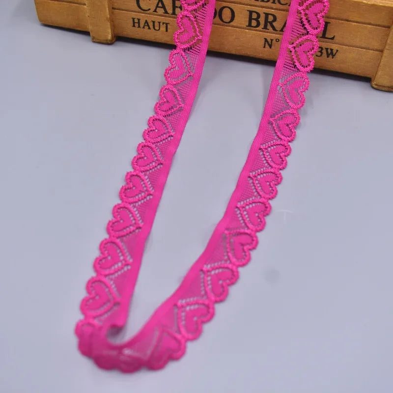 elastic lace ribbon Tape 18mm wide Trims heart-shaped stretch lace For Sewing decoration african lace fabric