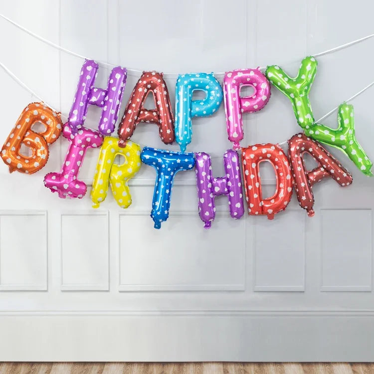 ATG 13pcs Rose Gold Birthday Balloon  Foil Letter Balloons Set Happy Birthday Decoration Caramel Color Globos Kids Party Supplie