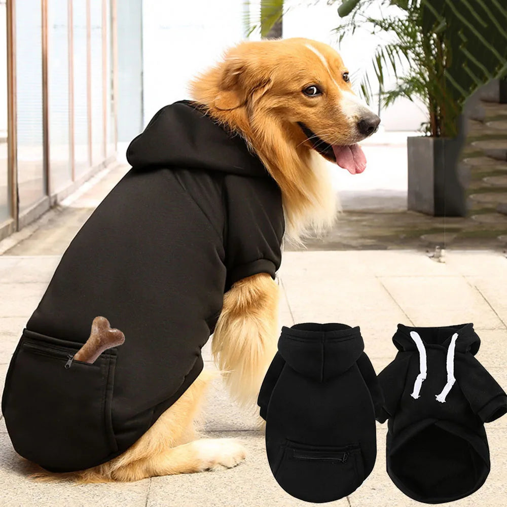 Sport Dog Hoodies for Medium and Large Dogs Warm Fleece Dog Sweatshirt with Hooded and Pocket Big Dog Clothes Winter Pet Outfits