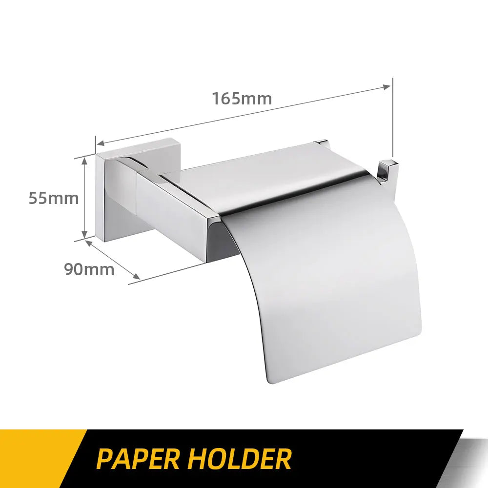 Polished Chrome Wall-mounted Stainless Steel Clothes Hook Toilet Paper Holder Towel Bar Kitchen Facilities Bathroom Accessories