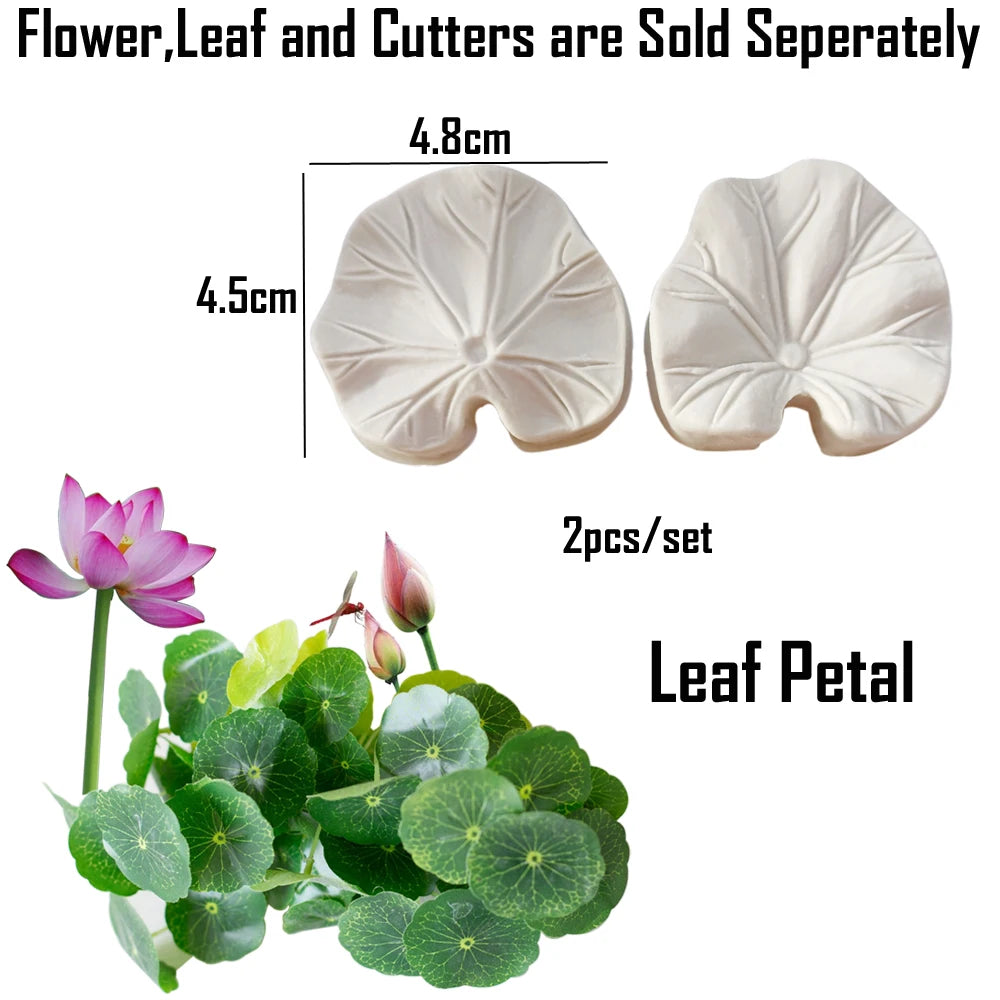 NEW 2pcs Lotus Silicone Mold Leaf Moulds DIY Cake Fondant Mould Dessert Chocolate Clay FondantDecoration Kitchen Bake Tool M2884