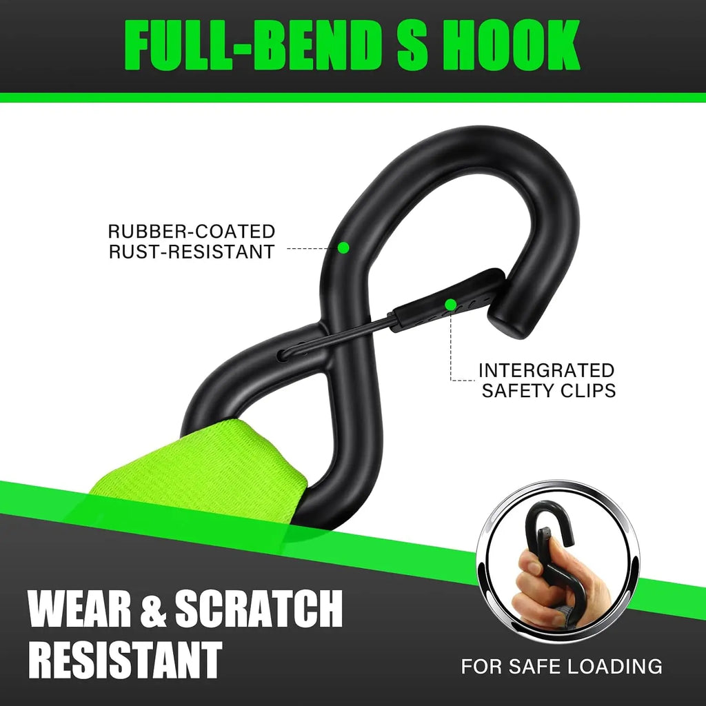 Heavy Duty Retractable Ratchet Strap 1800 LBS 10ft Auto