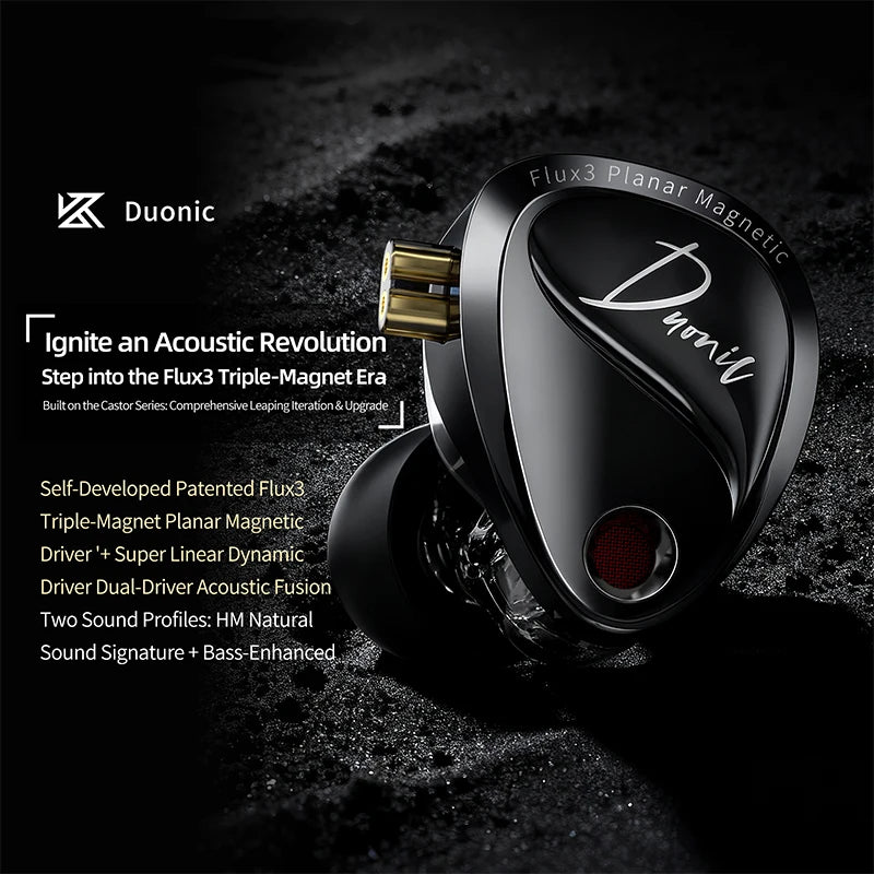 KZ Duonic Hifi Earphones with Super Stroke Three Magnetic