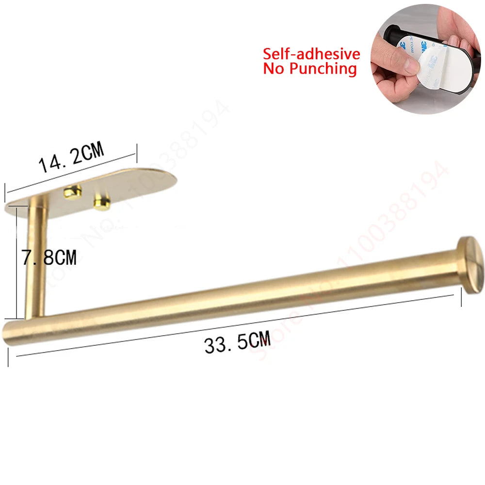 Hanging Paper Roll Towel Holder Bathroom Toilet Storage Stand Kitchen Organizer Napkin Rack Stainless Steel Adhesive Wall Mount