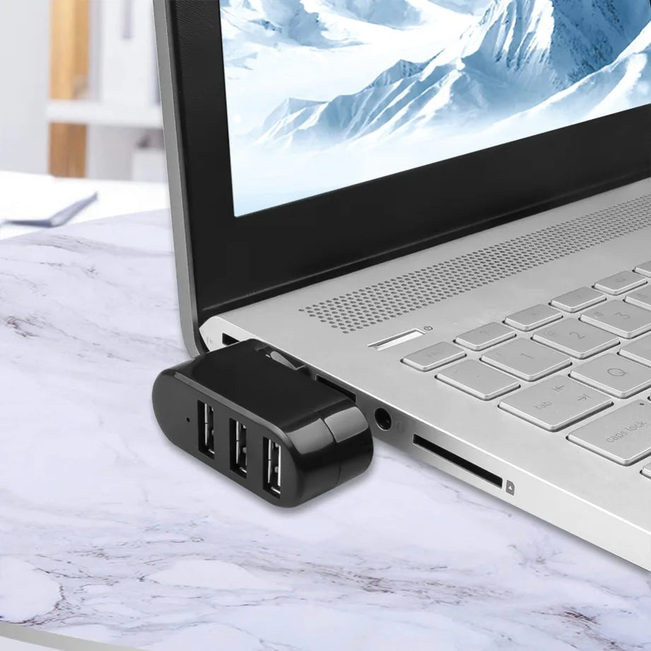 USB Hub 2.0 Adapter Rotate High Speed U Disk Reader Splitter 3