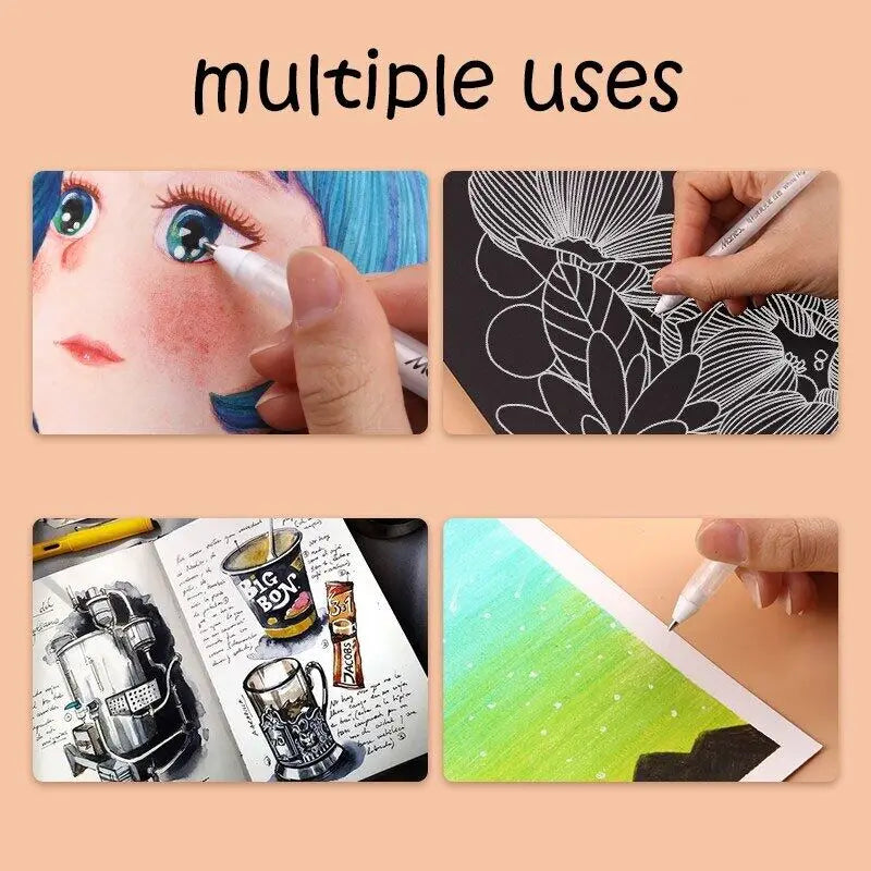 3/5pcs/10pcs Set 0.8mm Highlight Marker Pen White Ink Gel