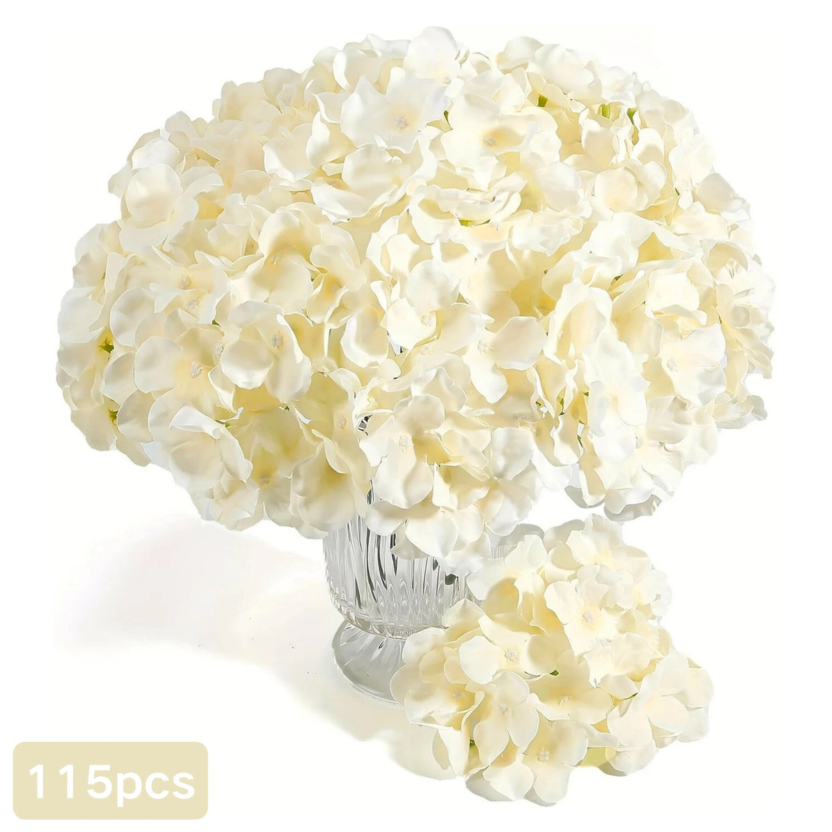 Champagne Artificial Hydrangea Flowers with Stems - Realistic Touch