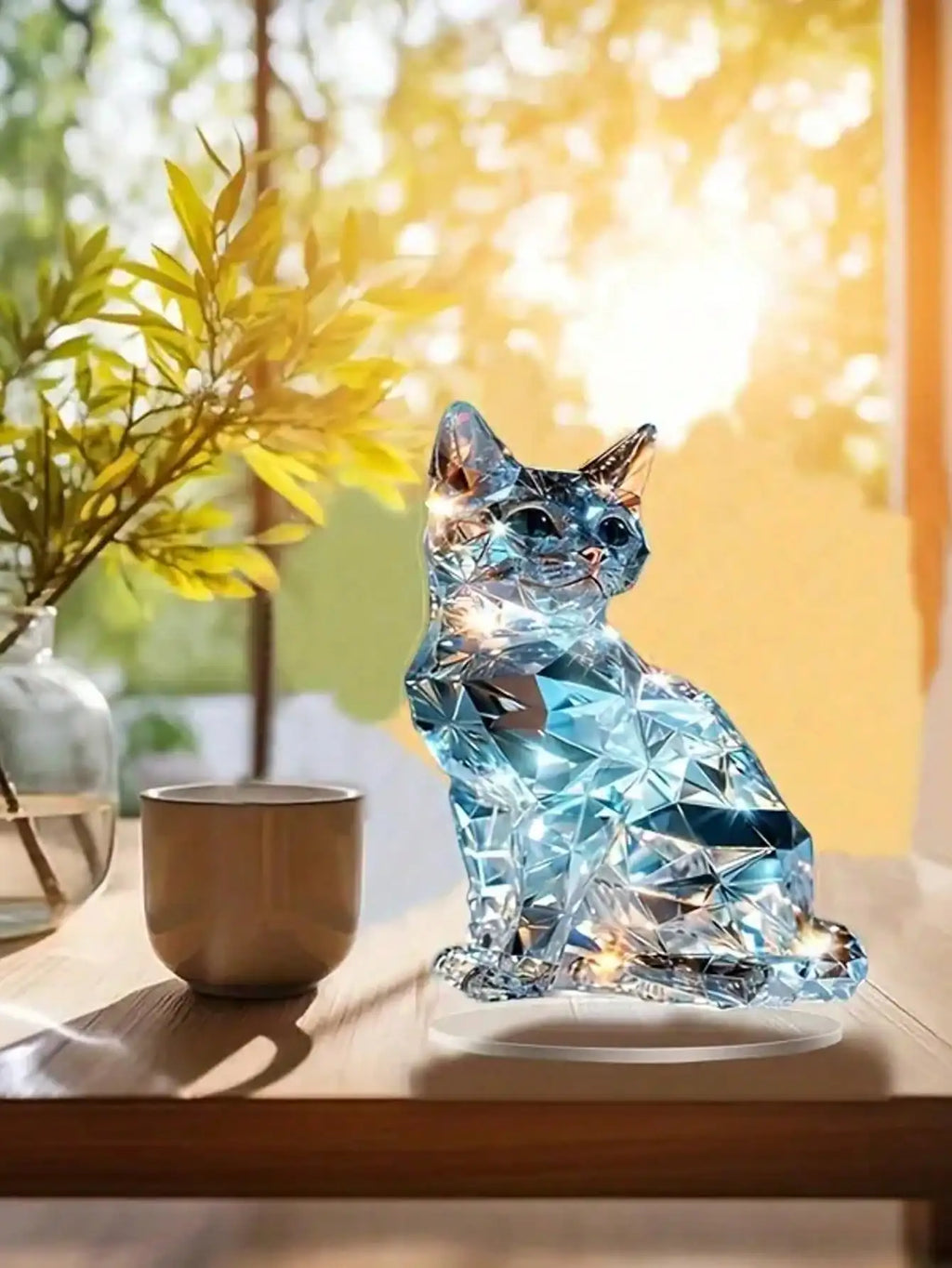 Artistic Crystal Cat Sculpture 1 Cute Home Desktop Decoration Ideal Gift for Family And Friends Suitable for Bedroom Decor