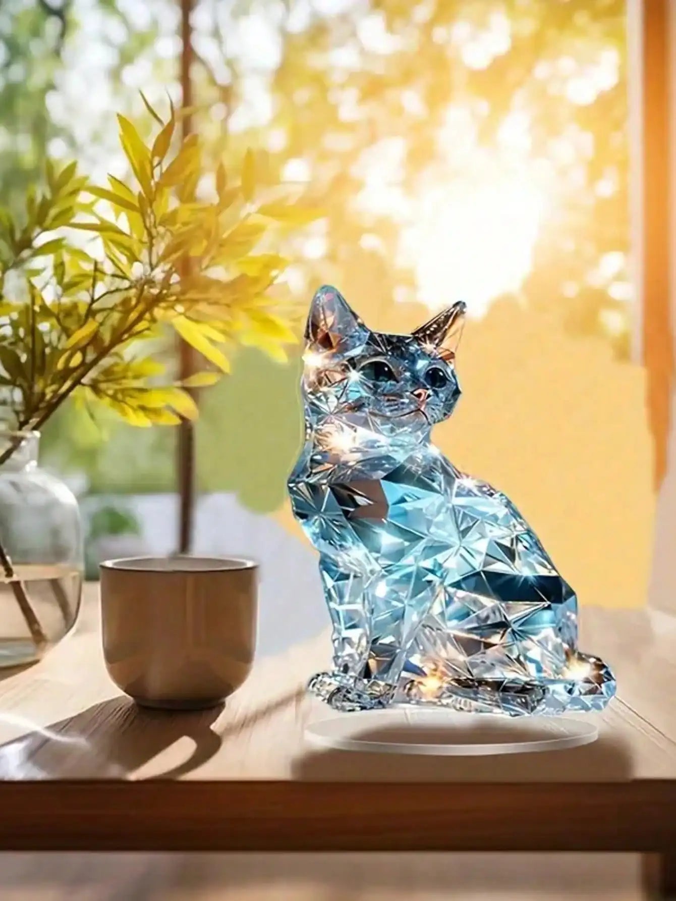 Artistic Crystal Cat Sculpture 1 Cute Home Desktop Decoration Ideal Gift for Family And Friends Suitable for Bedroom Decor