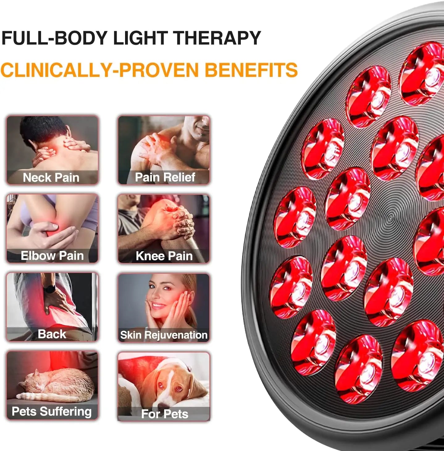 E27 LED Red 54W Light Therapy Lamp 660nm&850nm Infrared Bulb for Skin Care Pain Relief 360° Adjustable