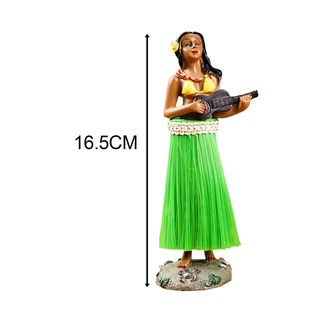 Hawaiian Hula Girl Dashboard Doll with Ukulele for Car Dashboard Collection Figurines Gifts Home Decor Mini Size Doll Dashboard