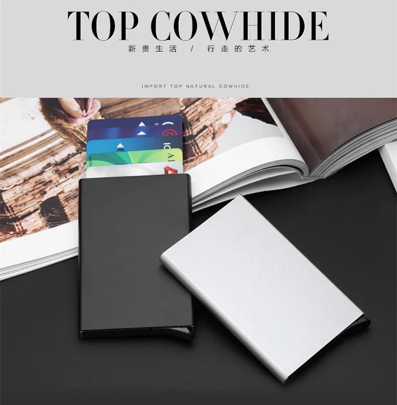 Anti-theft Aluminum Single Box Smart Wallet Slim RFID Fashion Clutch Pop-up Push Button Card Holder Name Card Case bank card bag