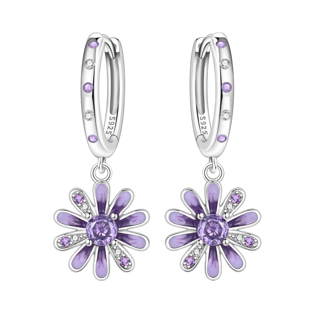925 Sterling Silver Purple Flowers Plants Leaf Series Blue Iris