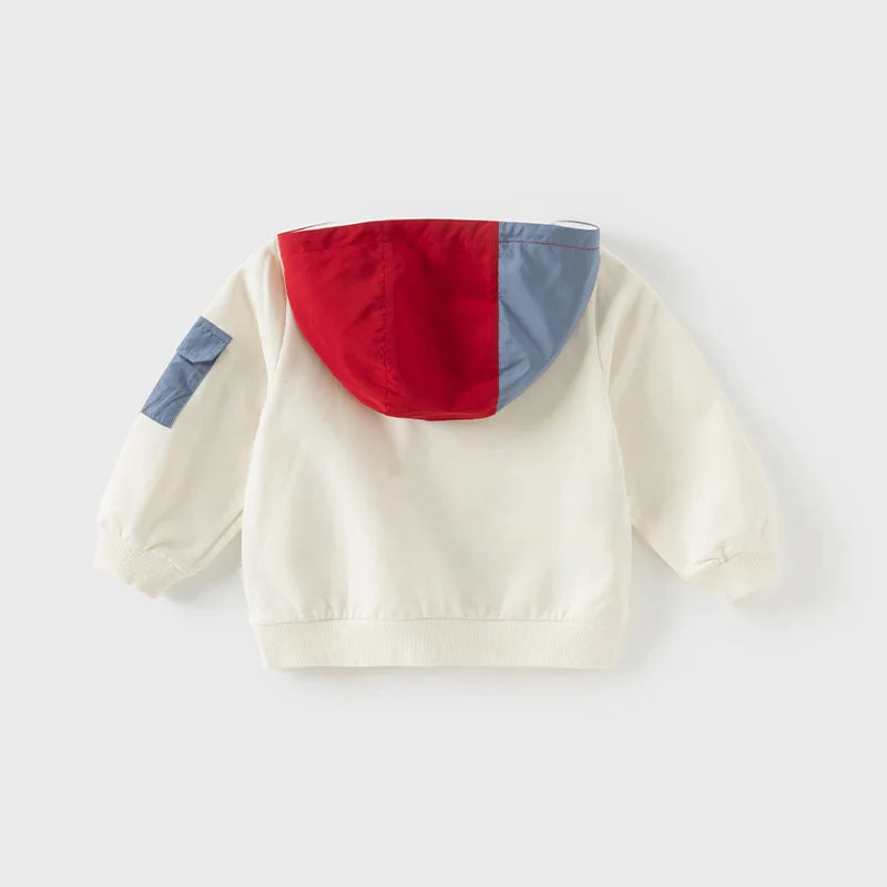 Dave Bella Kid Boys Casual All Match Pullover Srping New Boys Loose Beige Hooded Sweatshirt Children Clothing DB1250991