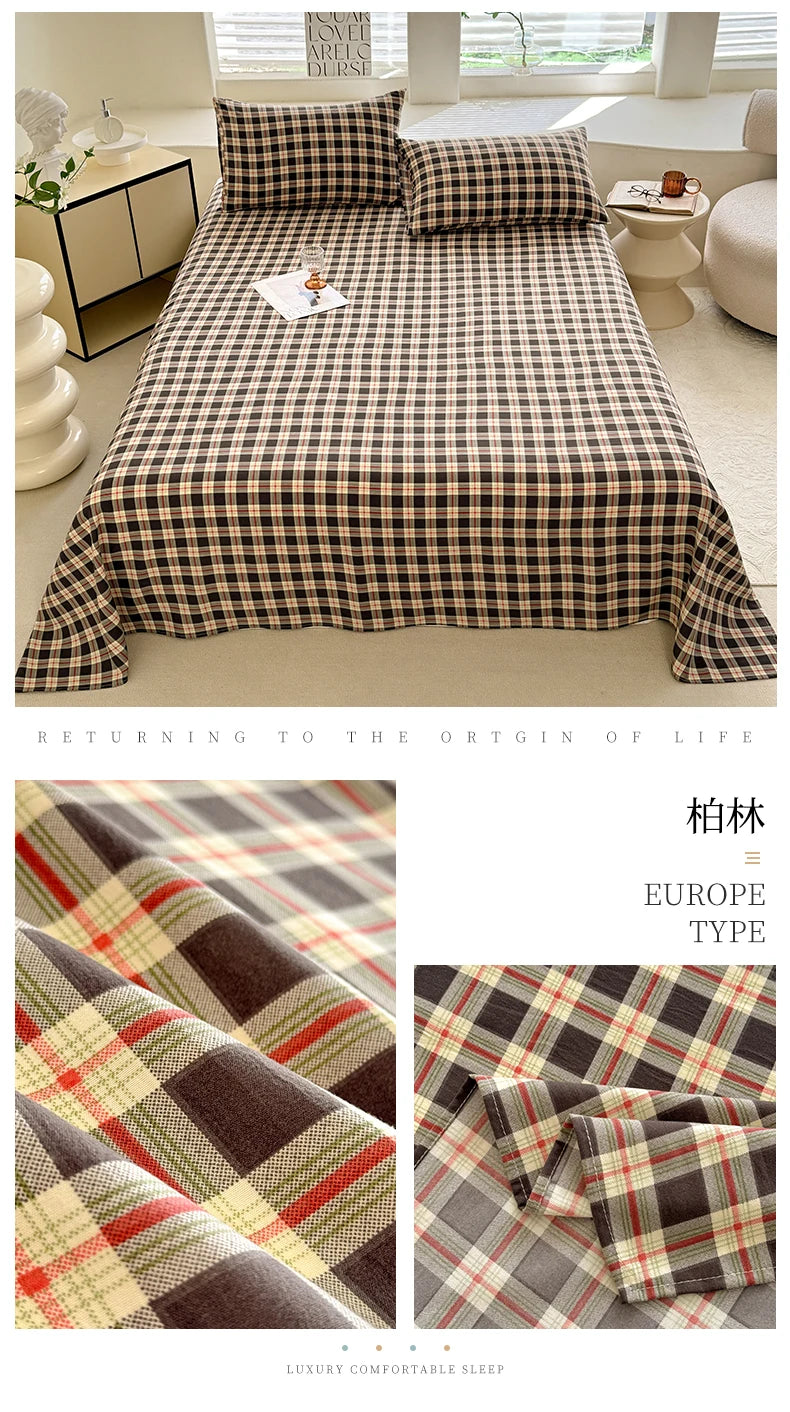 1pc Washed Cotton Flat Bed Sheets Single/Queen/King Size Bed Cover for Double Bed Flower Printed Soft Bed Sheets Top Sheets Set