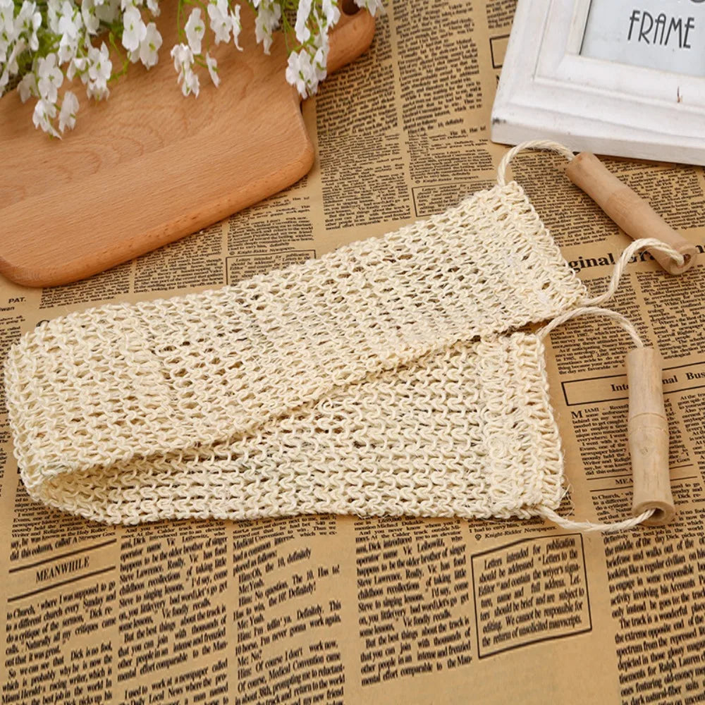 Handle Durable Bathroom Sisal Back Strap Skin Care Shower Scrubber Shower Towel
