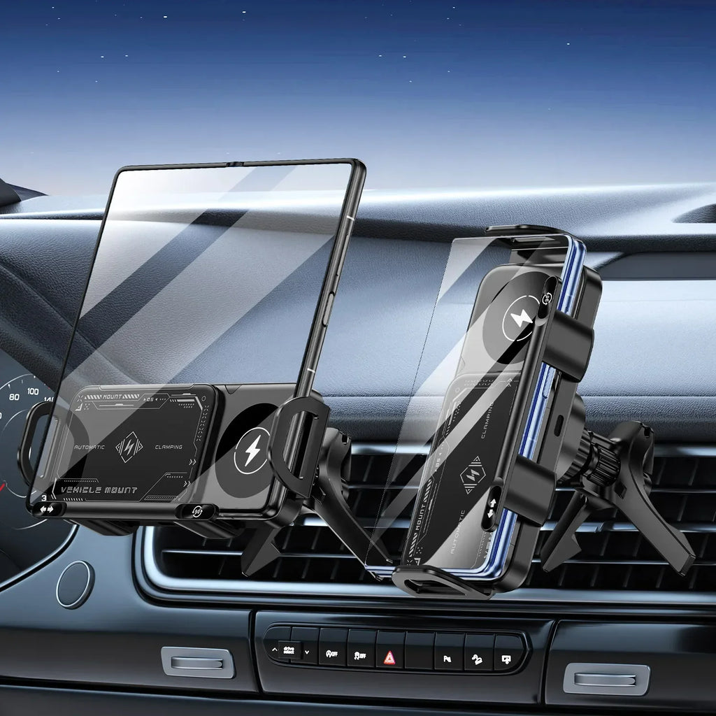Car Wireless Charger Stand Fold Screen Fast Charging For Samsung Galaxy Z Fold 6 5 4 S24 Ultra iPhone 16 15 14 Pro Phone Holder