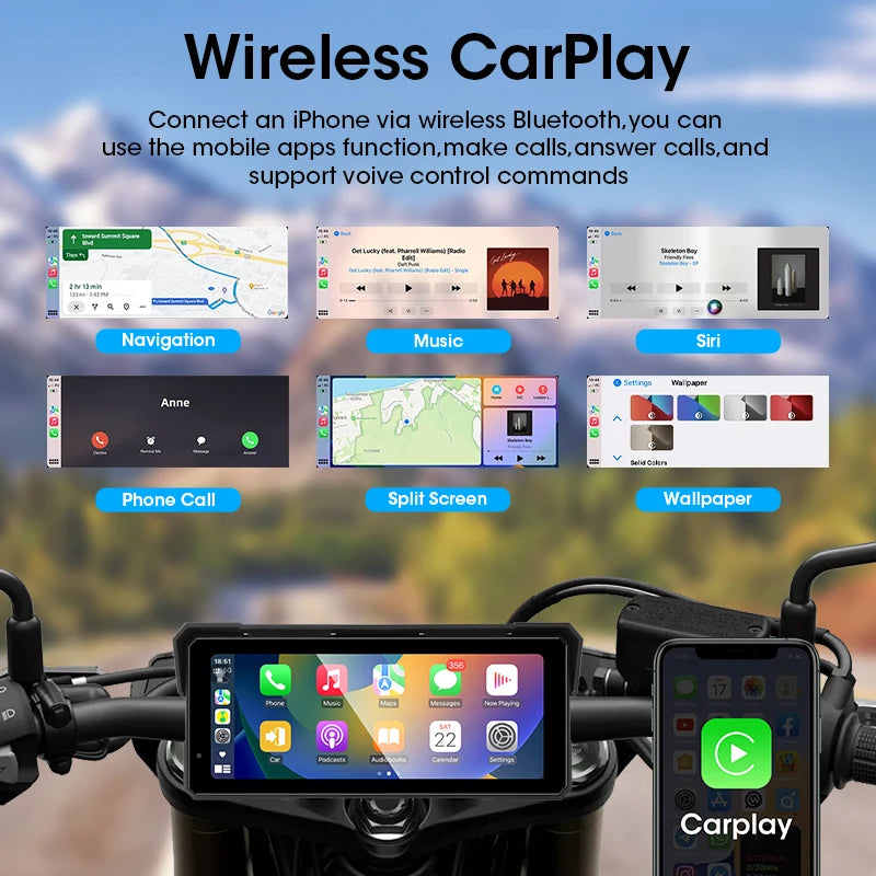 Jansite Portable 8.1 inch IP67 Waterproof Motorcycle 4K DVR