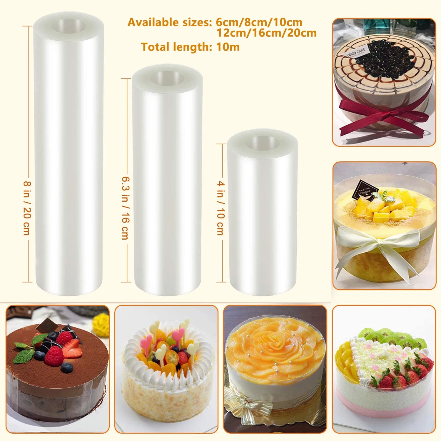 Kitchen Bakeware Acetate Film for Cake Decor Transparent Cake Surround Film Mousse Cake Sheets Surrounding Edge DIY Cake Collar