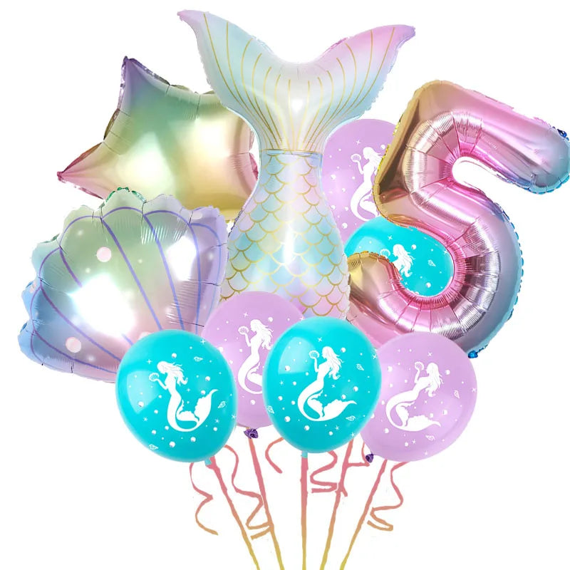 Mermaid Birthday Party Decoration Disposable Tableware Set Little Mermaid Tail Plates Girl Mermaid Party Supplies Wedding Decor