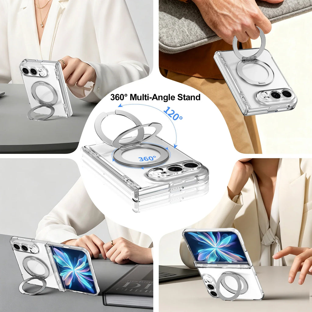 Transparent Luxury Magnetic Ring Holder Case for Iphone DUO