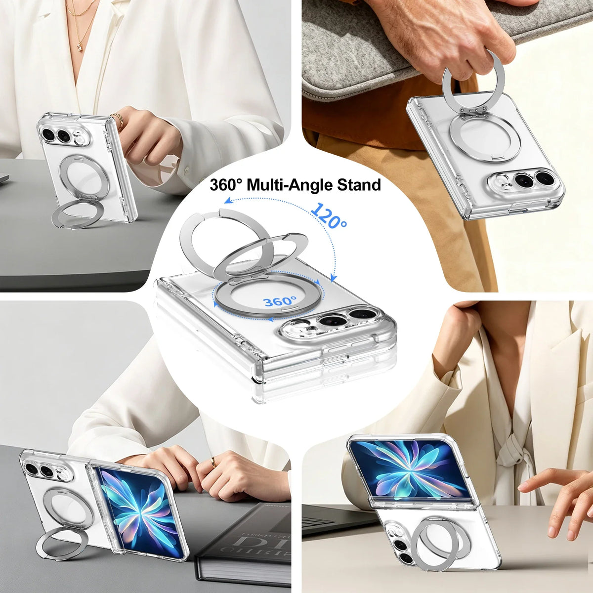 Transparent Luxury Magnetic Ring Holder Case for Iphone DUO Iphoneduo Cell Phone Accessories with Tempered Glass Film