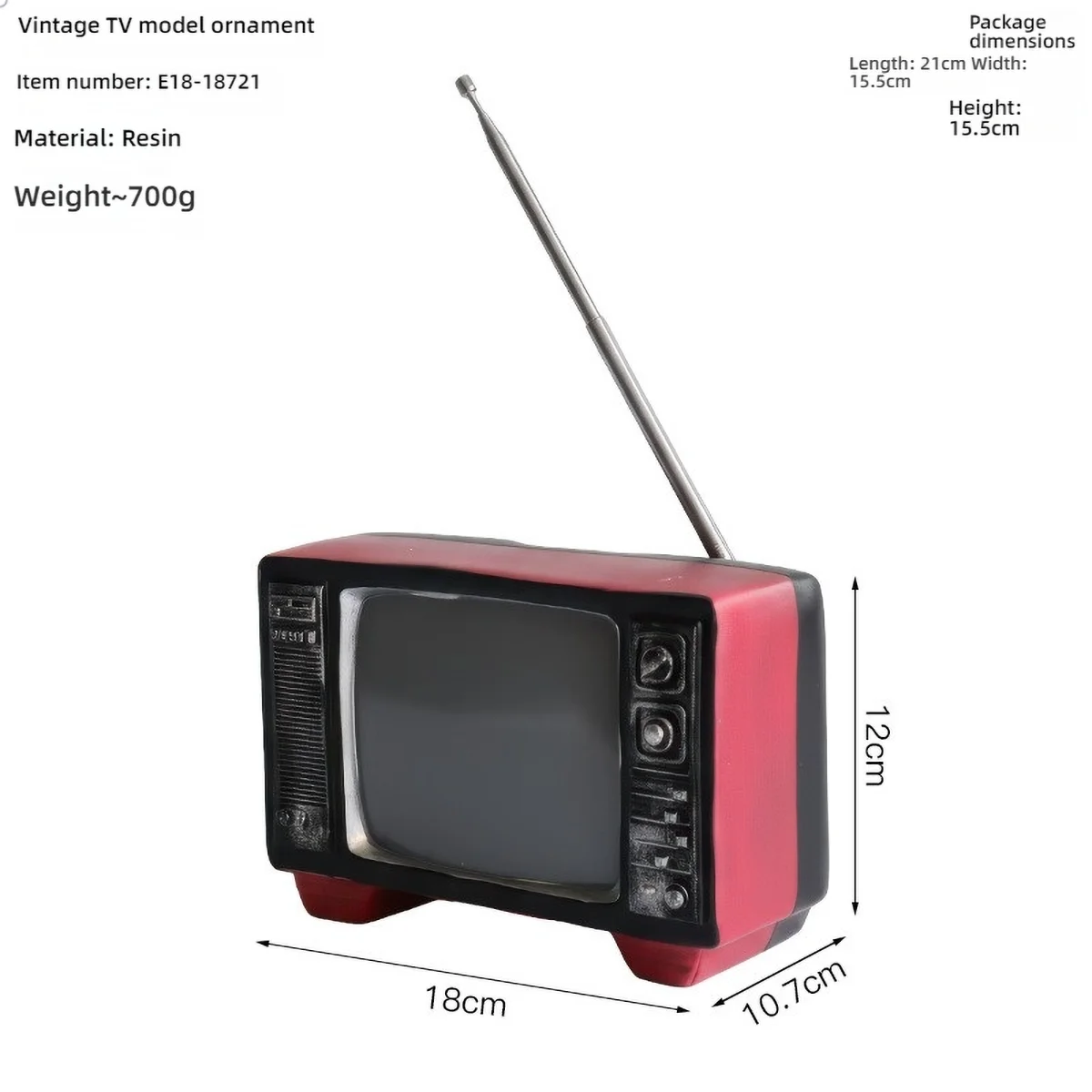 Vintage TV Resin Ornament - Retro Old-Style Design,Multi-Color, Ideal Decor for Desk/Shelf, Nostalgic Home Accent