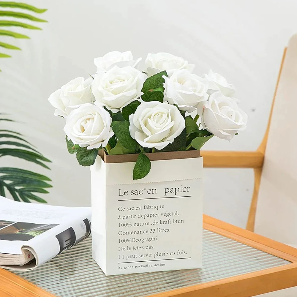 5/10pcs Artificial Flowers Silk Rose Hom Decor Wedding Bridal Bouquet Outdoor Garden Arch Accessory Valentine's Day Diy Gift Box