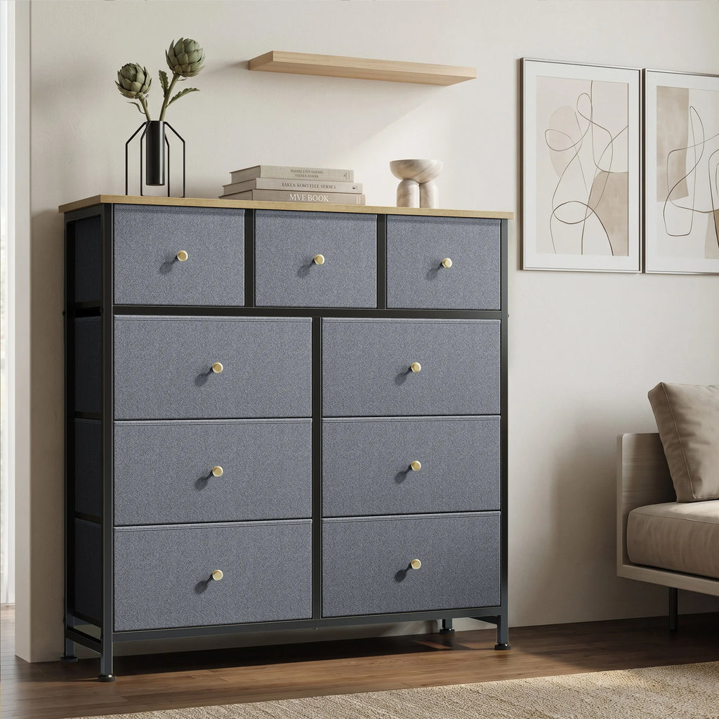 JHK 9 Drawer Tall Dresser Bedroom Storage Cabinet Closet