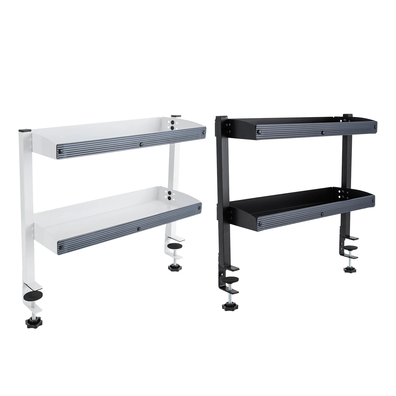 Adjustable 2-Tier Desk Shelf Clamp-On Storage Tray for Displaying Photos Decorations Clip-On Desk Organizer Shelf